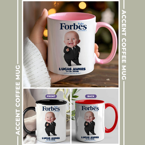 Personalized Forbes Magazine Baby Mug – Custom Photo, Name & Quote Gift for Stylish Moms